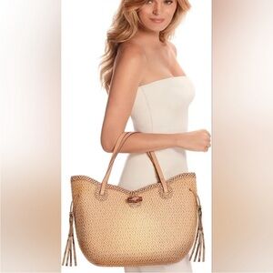 Eric Javits Watusi Scalloped Woven Tote Beach Bag